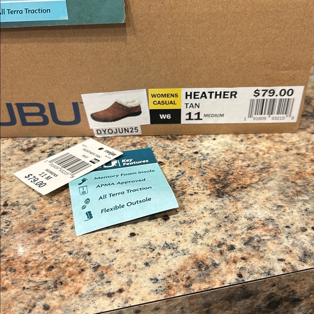 New JBU Heather Women’s 11 Slip On Tan Shoe Booties w/soft Faux Fur Lining - Picture 4 of 11